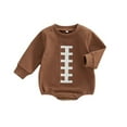 thumbnail image 1 of XDZJLR Combinaison pour Garçons, Automne, Imprimé Rugby, Manches Longues, Col Rond, Triangle, Café 0-3 Mois, 1 of 6