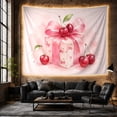thumbnail image 6 of Pink Ribbon and Cherry Illustration Tapestry, 6 of 7