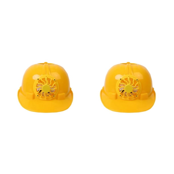 Monstrate Seguridad con energía solar Protección máxima Ventilador de protección solar Sombrero para el sol con cabeza de larga duración amarillo tapa de ventilador solar 2piezas