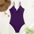 thumbnail image 6 of Sngxgn Women Swimsuit Solid Ribbed Monokini Swimwear Scoop Neck Low Back Bathing Suit(Purple,XXL), 6 of 8