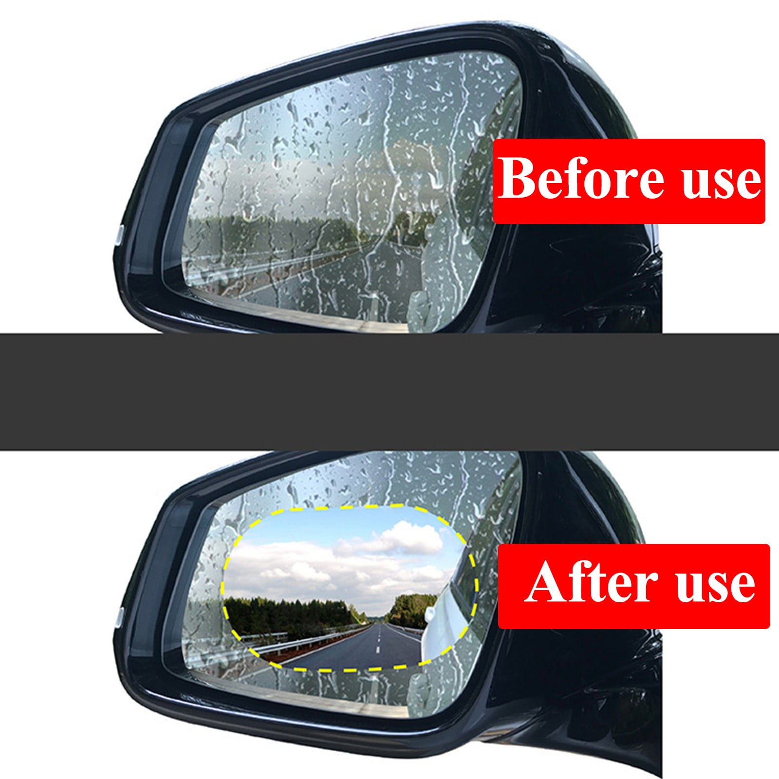 Ykohkofe Pcs Car Rearview Film Rainproof Waterproof Film Fog HD Clear  Nano Coating Car Film For Car Mirrors And Side Windows Oval Shapes Stickers  Cool Things for Cars Fiber Wire Light