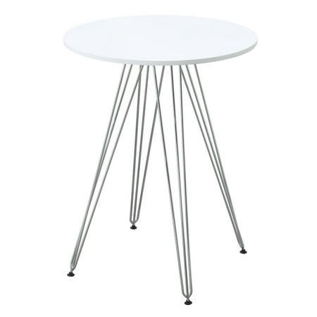 Deco Gathering Table Emerald Home Audrey White and Chrome Round Gathering Height Dining Table with Round Top And Chrome Legs ()