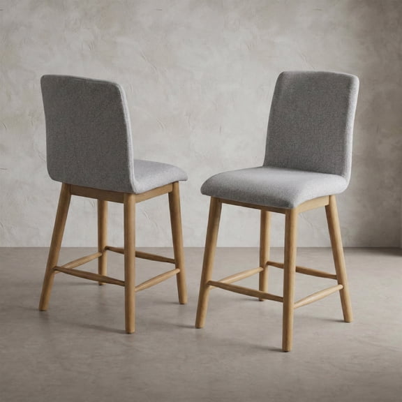Furniture of America Aleria Modern Solid Wood Upholstered Dining Counter Height Chairs, Natural (Set of 2)