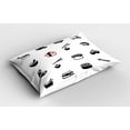 thumbnail image 2 of Ambesonne Sushi Pillow Sham 2 Pack, Minimalist Japanese Dishes, 30"x20", Black White and Coral, 2 of 3