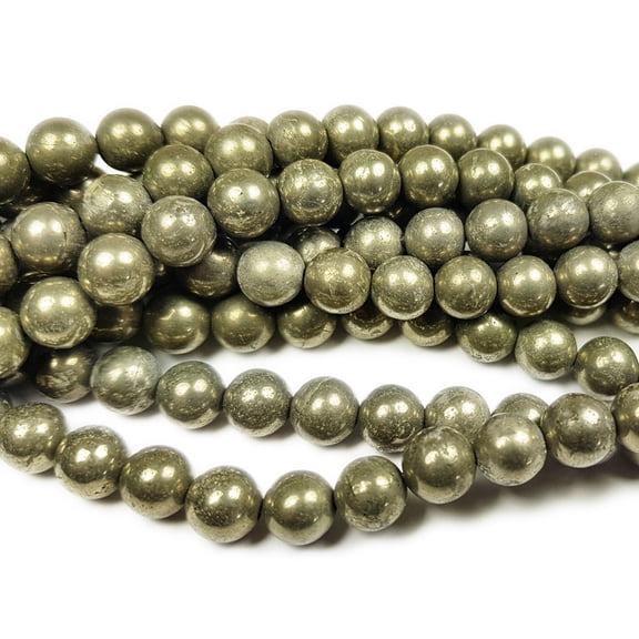 6mm Natural Pyrite Smooth Round Beads ForJewelry Making