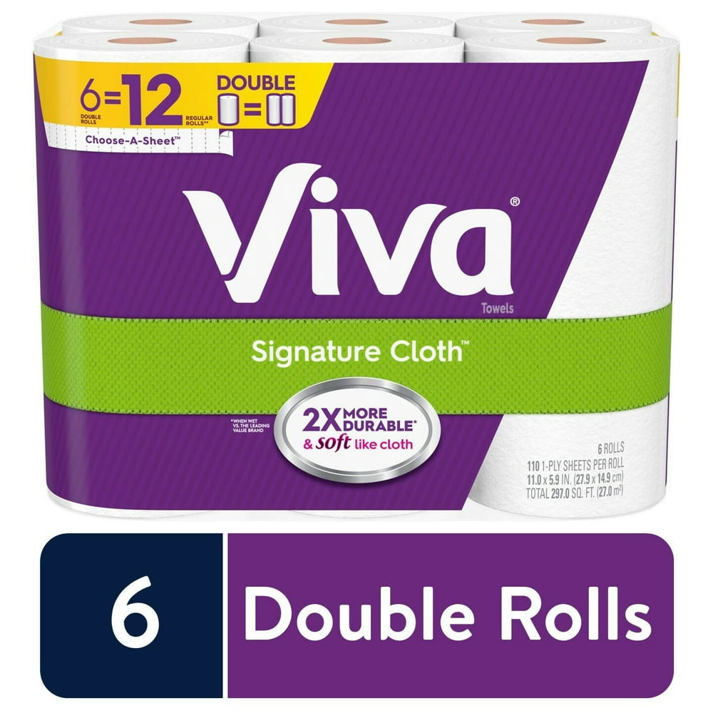 Viva Signature Cloth Paper Towels, ChooseASheet 6 Double Rolls = 12 Regular Rolls (110