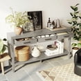 thumbnail image 3 of Harper & Bright Designs Rustic Console Table with Drawer, Contemporary Long Sofa Table Entryway Table with Shelf, Entrance Table for Entryway Hallway Living Room, Gray, 3 of 15