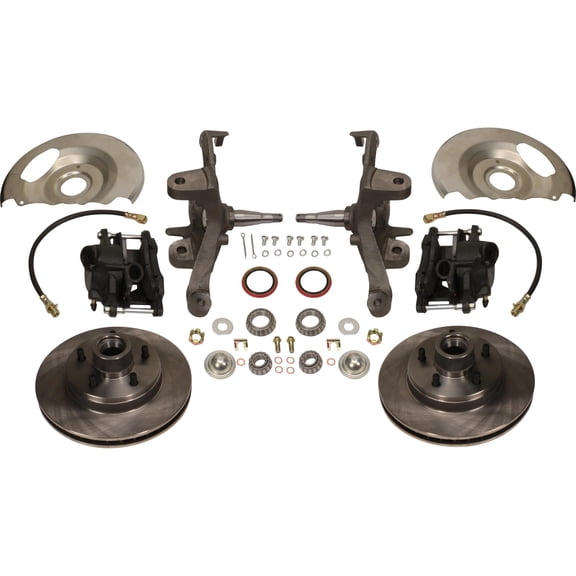 Speedway Motors 2.5” OE-Style Drop Spindle Kit Compatible with 1971–1972 Chevy C10 Truck, Includes Rotors, Calipers, Bearings, Seals, Brake Hoses, & Hardware, 5x5 Wheel BP