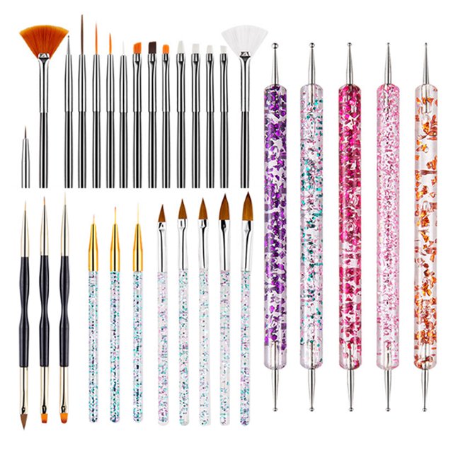 1 Set of Professional Dotting Tools Convenient Nail Tools Wear-resistant Nail Brushes