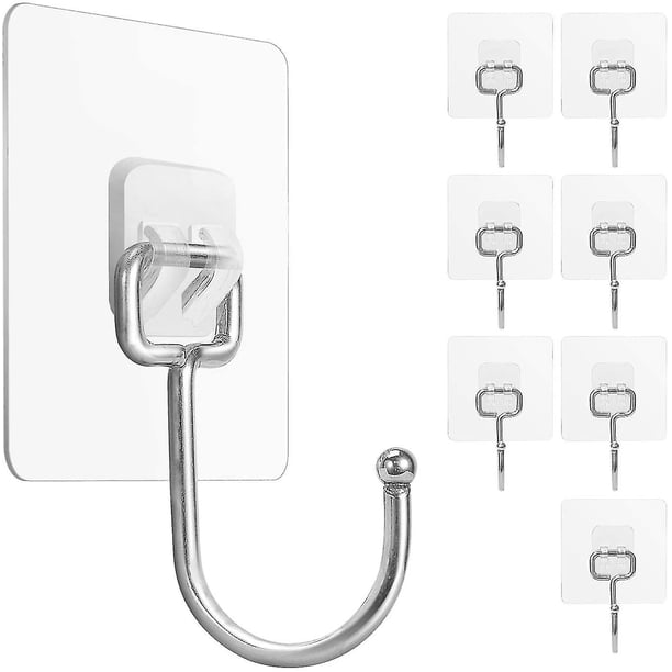 Ganchos adhesivos grandes de 8 Uds. Ganchos de pared resistentes al agua y al óxido para colgar de alta resistencia