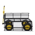 thumbnail image 2 of Push Pull Outdoor Garden Cart, Tool Wagon Cart with Steering Range Handle and 4 Wheels, Metal Utility Wagon Truck with Removable Mesh Fence for Grocery Camping Shopping Sports, 2 of 8