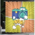 thumbnail image 3 of Ambesonne Pop Art Shower Curtain, Camera with Wow Lettering, 69"Wx75"L, Earth Yellow Orange and Green, 3 of 4