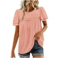 thumbnail image 2 of WXLWZYWL Blouses for Women Dressy Casual Babydoll Tops Ruffle Short Sleeve Shirts Fashion Clothes 2026, 2 of 6