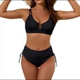 thumbnail image 1 of Trajes de Baño de Cintura Alta para Mujer, Trajes de Baño con Control de Abdomen, Conjuntos de Bikini de Dos Piezas con Frunces Cruzados y Recortes. Negro M, 1 of 8