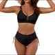thumbnail image 1 of Trajes de Baño de Cintura Alta para Mujer, Trajes de Baño con Control de Abdomen, Conjuntos de Bikini de Dos Piezas con Frunces Cruzados y Recortes. Negro L, 1 of 8