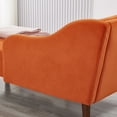 thumbnail image 5 of SYNGAR Velvet Chaise Lounge with Rolled Arm, Modern Chaise Lounge Indoor with Pillow and Solid Wood Legs, Chaise Lounge Chair for Living Room Bedroom Family Room Kids & Teen Room, Orange, 5 of 6