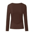 thumbnail image 2 of eileial Womens Long Sleeve Scoop Neck Ribbed Knit Fitted Casual Tops Tee Slim Basic Shirts Fall Going Out Sexy T-Shirts,Brown XXL, 2 of 5