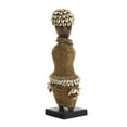 thumbnail image 5 of Decmode Small Hand-Crafted Brown Pine Wood, Cowrie Shells, Gold Beads & Kente Cloth African Woman Namji Doll, 5 of 9
