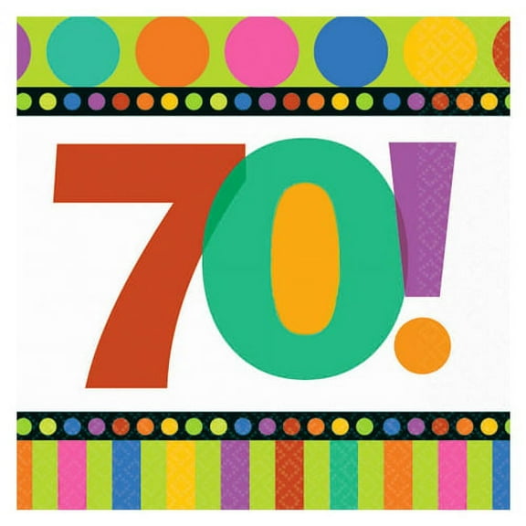 Happy 70th Birthday 'Dots and Stripes' Small Napkins (16ct)