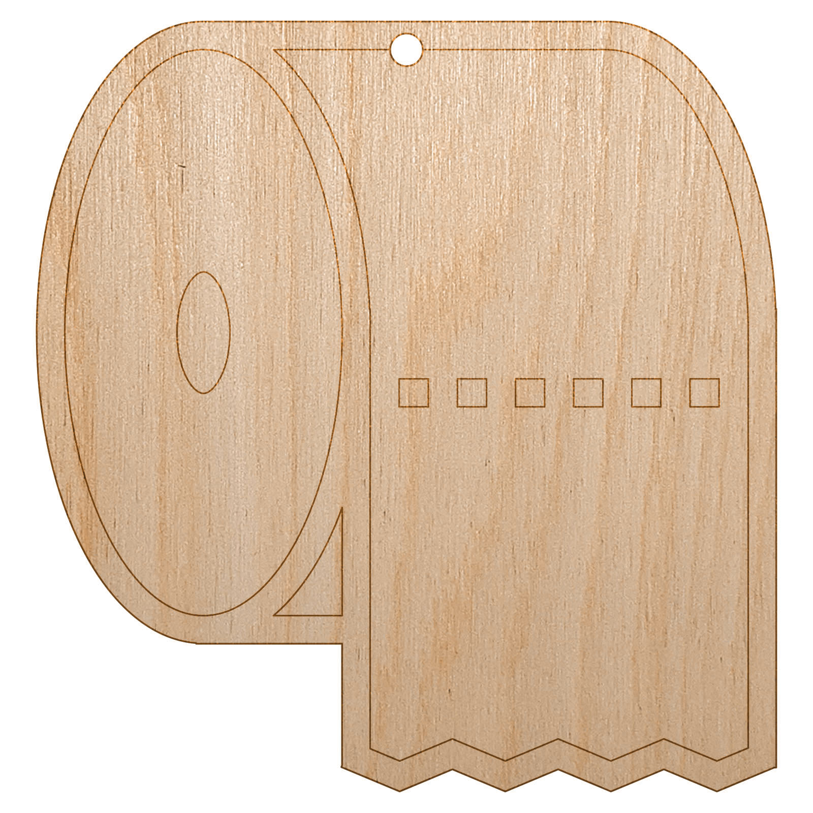 Toilet Paper Roll Icon Wood Holiday Christmas Tree Ornament Unfinished DIY Pre-Drilled Craft