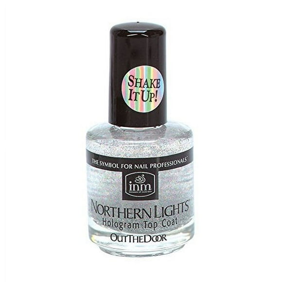 INM Northern Lights Silver .. Hologram Top Coat, Fast .. Drying, 1/2 Ounce (1-Unit)
