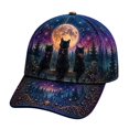 thumbnail image 2 of 3D Halloween Embroidered Baseball Cap,Three Black Cat Fence Moon Design Adjustable Sun Hat for Unisex,for Fall Halloween Holiday Party Outdoor Daily Wear, 2 of 4