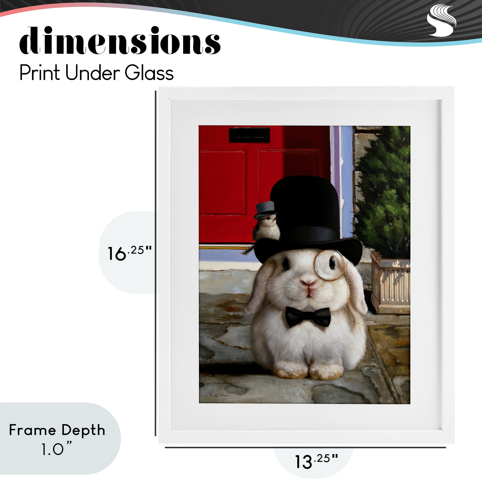 Stupell Industries Lord Bunbury Rabbit White Framed Print Under Glass, design by Lucia Heffernan