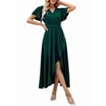 thumbnail image 2 of Women'S Long Formal Dresses Split Elegant V Neck Wrap Ruffle Wedding Guest Dresses Green XXL, 2 of 9