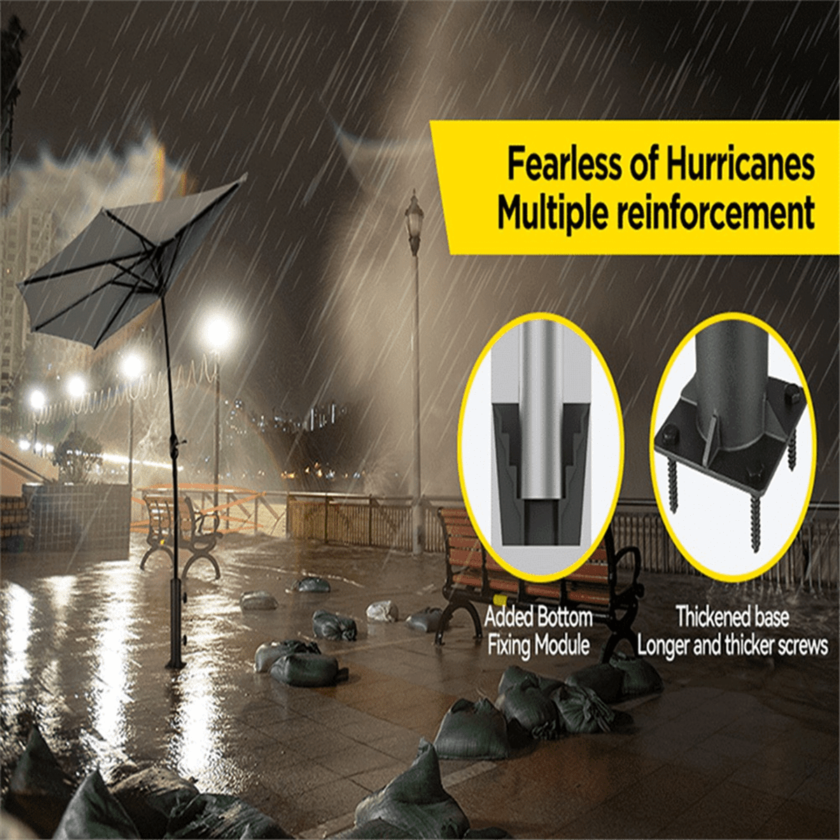 Patio Umbrella Base Stand Diameter Umbrella Stand Tube Bracket Deck Mount Umbrella Holder for Outside Garden Backyard