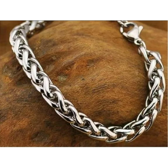 3/4/5/6mm Bracelet for Men Chain Stainless Steel Silver Tone Braided Wheat Link