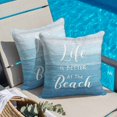 thumbnail image 2 of Throw Pillow Covers, Blue Summer Beach Decorative Throw Pillow Covers 20x20 Inch, Coastal Vacation Blue Wooden Square Linen Pillow Cases for Couch/Living Room/Sofa, 2 of 9