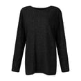 thumbnail image 4 of Bovemsi Womens Sweaters Cozy Women's Autumn Solid Color Round Neck Strip Bottom Loose Casual Seven Quarter Sleeve Top Business Casual Sweaters, 4 of 5