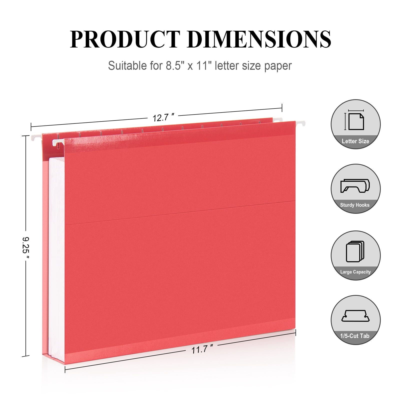 ViVin Hanging File Folders, 1/5 Cut Tab, 2" Expansion, Legal, 100/Box, Home School Office(10 Bright Multicolored)