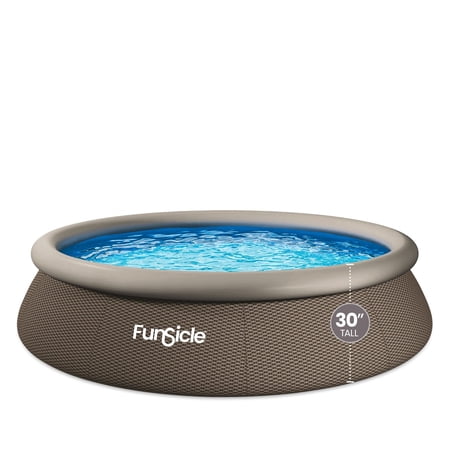 Funsicle QuickSet Designer Above Ground Swimming Pool Set – with FB400 Filter Pump, 12' x 30", Inflatable Top Ring, Round, Double Rattan