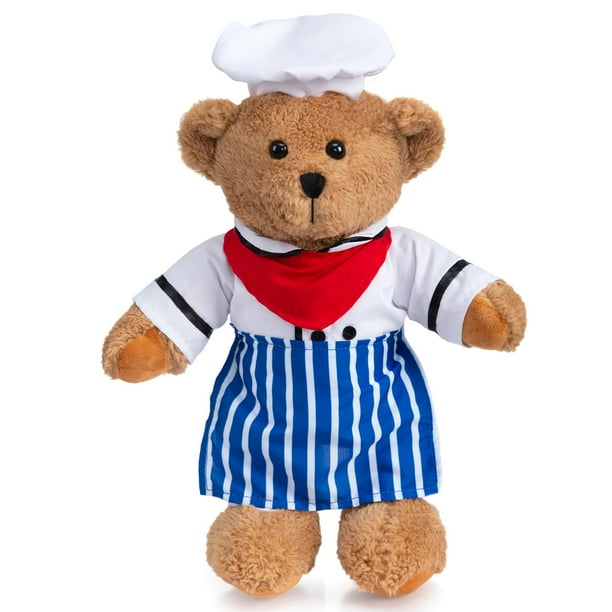Oso de peluche HollyHome Chef con uniforme de chef de 40 cm