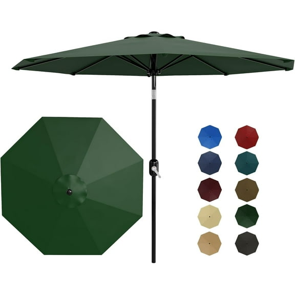 ChaoLink 10ft Outdoor Patio Table Umbrella – Crank Lift & Push Button Tilt with 8 Sturdy Ribs for Yard, Deck & Pool