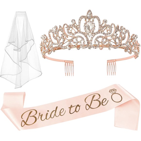 Set de decoración para despedida de soltera JETKONG Crown Fash Veil