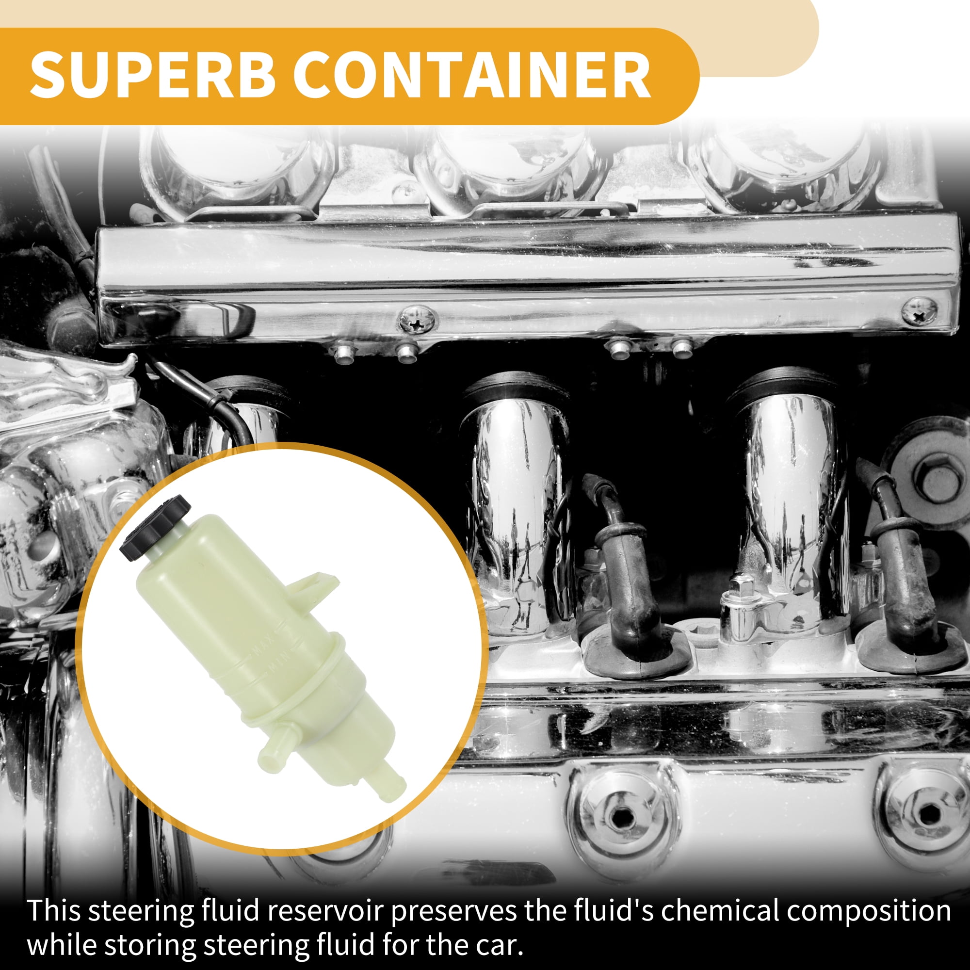 Unique Bargains Power Steering Reservoir - No.68193090AA Car Automotive Power Steering Tank - for Ram 2500 2013-2019 Plastic White - 1 Pc