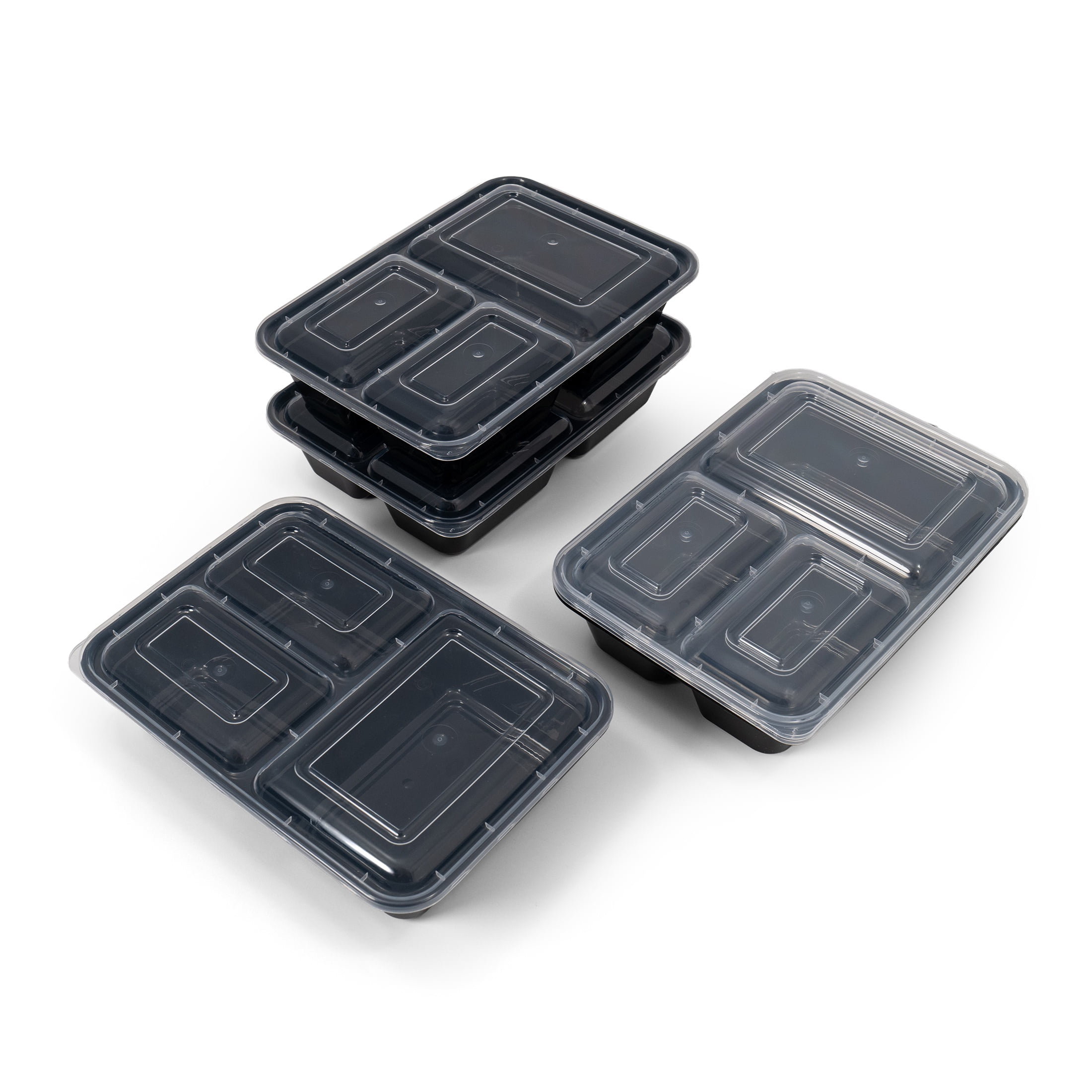 (2 pack) Mainstays 10-Piece (5 Containers + 5 Lids) 3 Compartments Meal Prep, BPA-Free, Leak-Resistant, Microwave and Dishwasher Safe