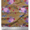 thumbnail image 1 of Soimoi Cotton Duck Fabric Leaves,Aster & Begonia Floral Printed Fabric 1 Yard 42 Inch Wide, 1 of 1