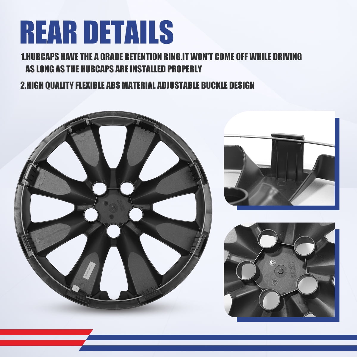 4PCS Set 16" Hubcap Wheel Cover For 2014-2016 Toyota Corolla,Wheel Rim Cover Compatible With Steel Wheels,Snap On Hub Caps Replacement,ABS&PC Material,Matte Black Painted
