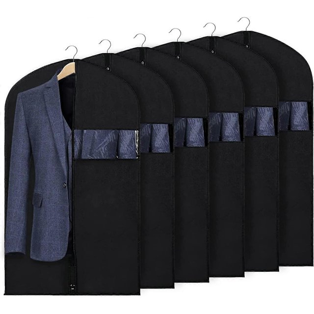 Bolsas para trajes para almacenamiento y viajes, bolsas de 40 pulgadas para colgar ropa, fundas transpirables para trajes de armario con ventana transparente para trajes, chaquetas y abrigos.