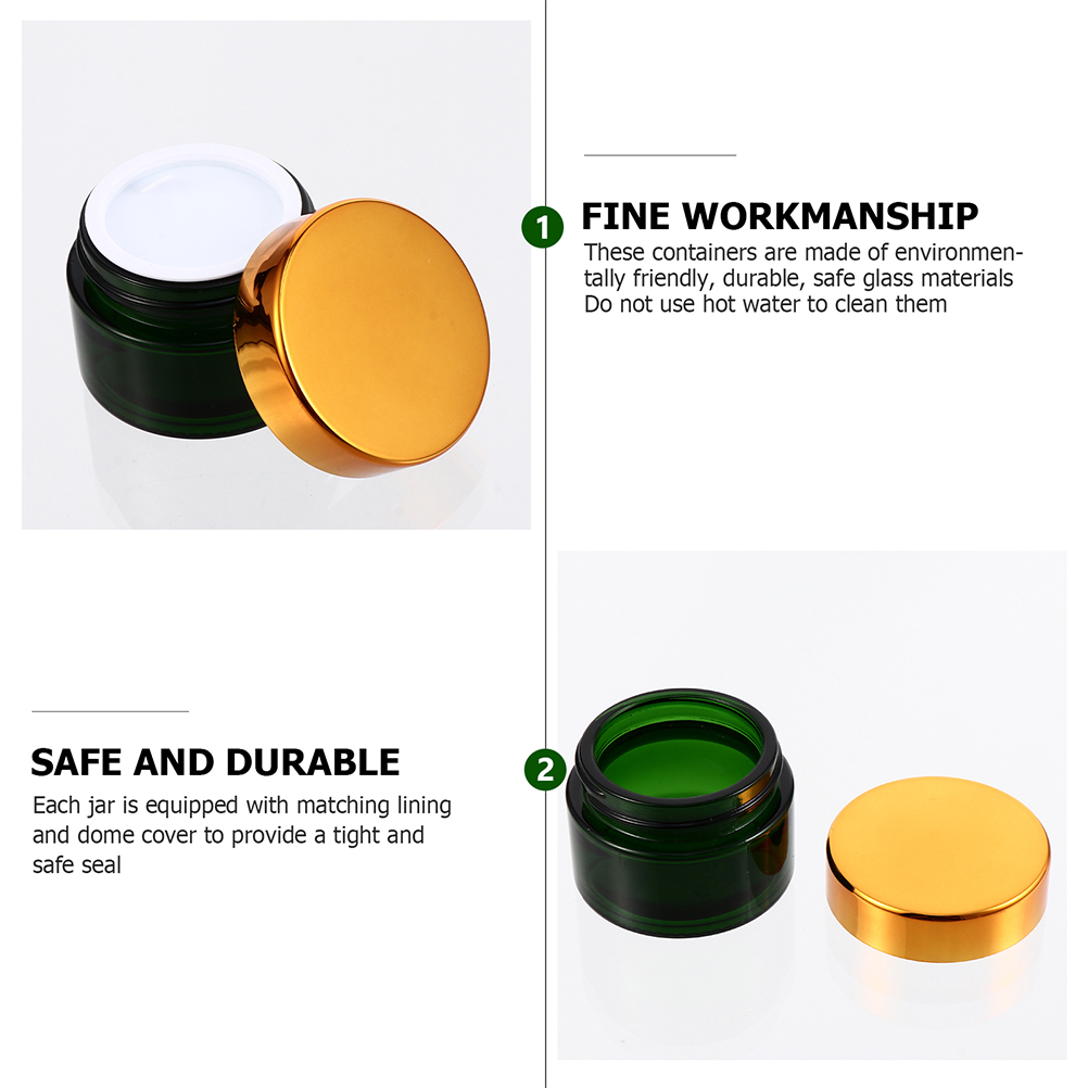 IBASETOY 10pcs Reusable Green Glass Containers for Storage Leak Proof Compact Size Travel Friendly