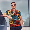 thumbnail image 4 of Polo Shirts for Men, Colorful Fabric Sunflowers Cuteness Casual Mens Polo Shirts Short Sleeve Button Down Classic Mens Golf Polo Shirts, 4 of 7