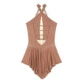 thumbnail image 6 of vastwit Women Glittery Rhinestones Figure Skating Dress Halter Ballet Leotard Dresses Lyrical Dance Dusty Pink XL, 6 of 7