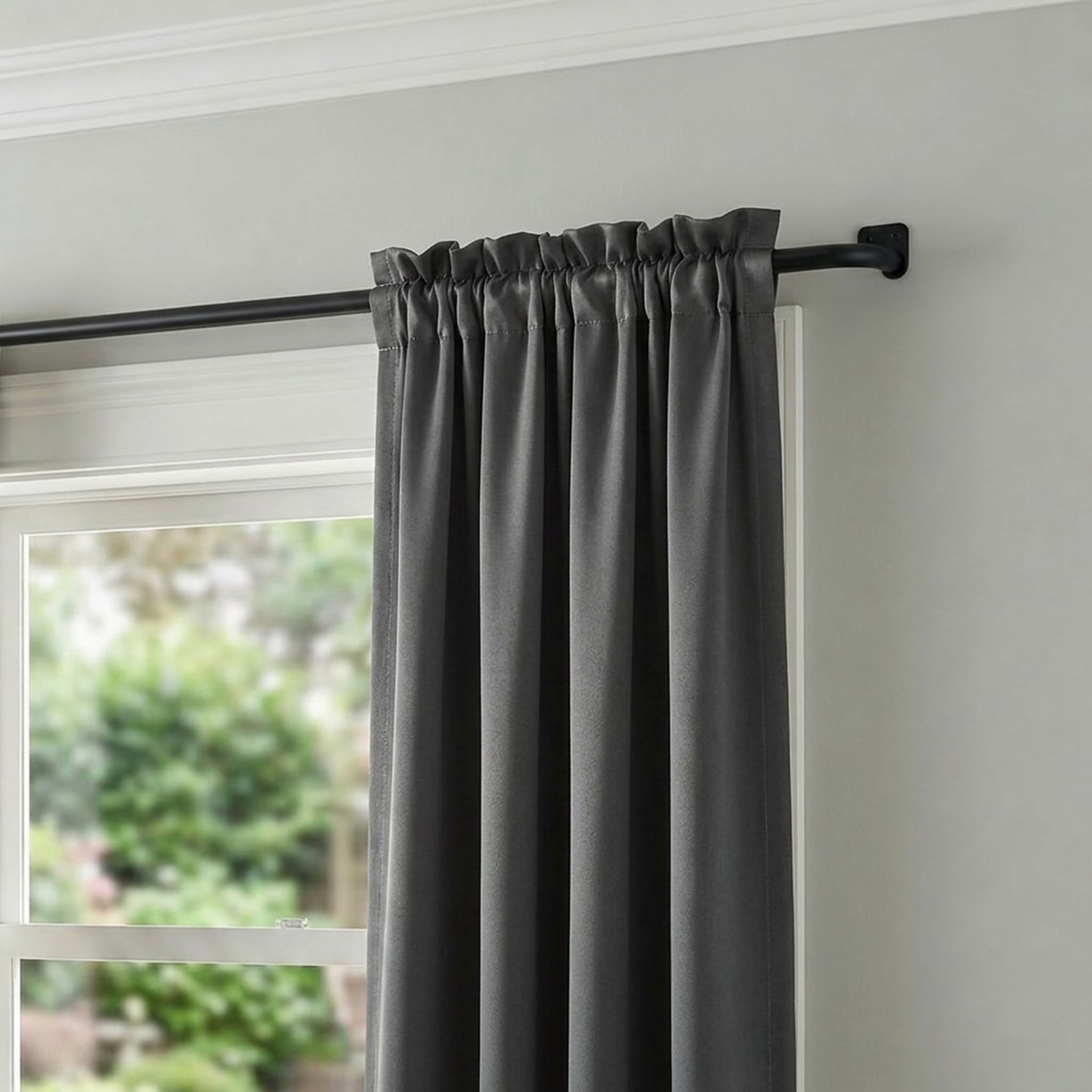 Mainstays 3/4" Matte Black Room Darkening Adjustable Wrap Curtain Rod, 30-84"