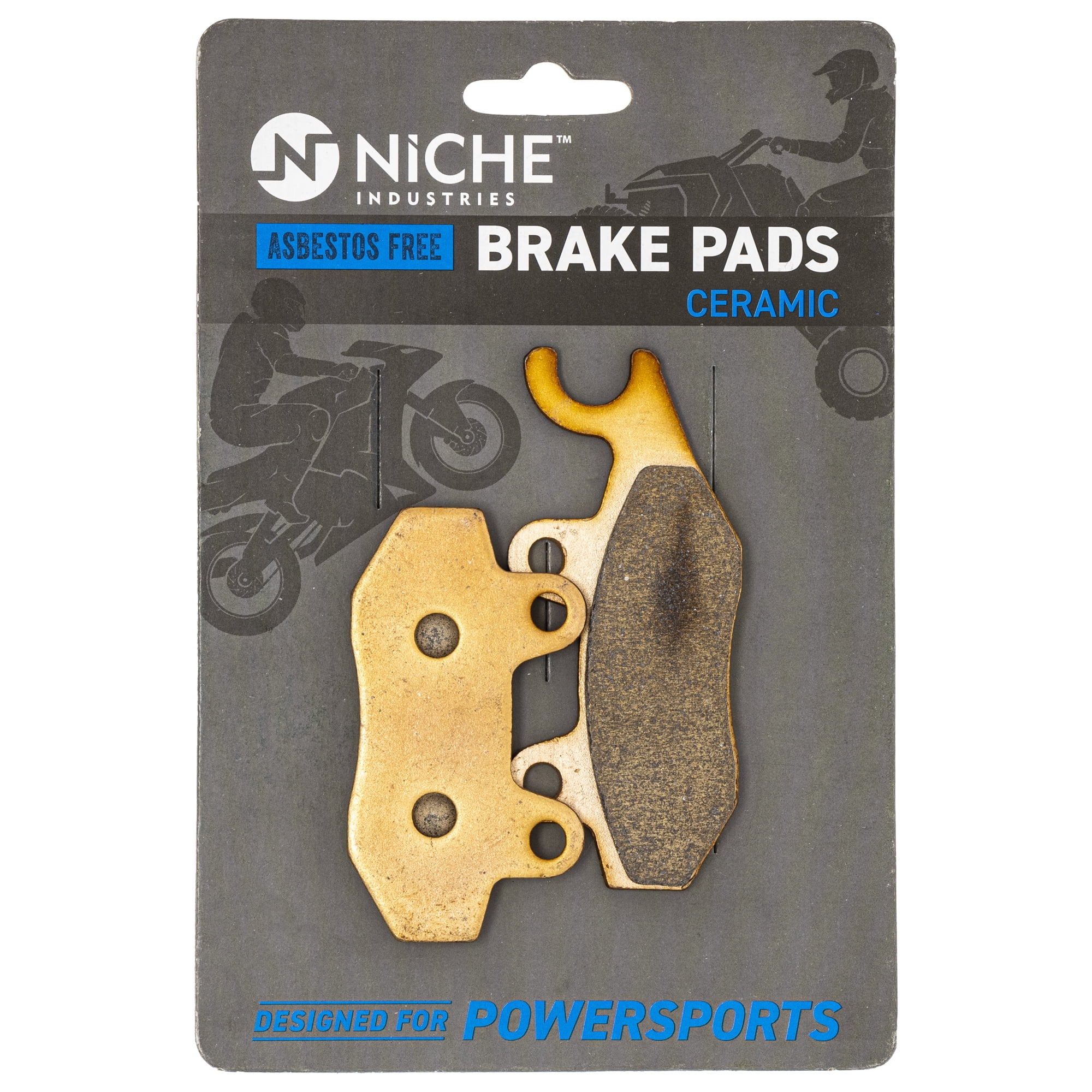 Front PowerSport Ceramic Series Brake Pad With Rubber Steel Rubber Shims