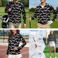 thumbnail image 4 of Jiueut Bat Pattern Long Sleeve Golf Polo for Men or Women 1/4 Zip 4-Way Stretch Performance Athletic Polo Shirts for Course Gym Travel, 3XL, 4 of 6