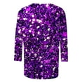 thumbnail image 4 of Tiweut Hauts Décontractés pour Femmes Mode Manches 3/4 à Sequins Col Rond Coupe Ample T-Shirts pour Femme Violet, 4 of 4