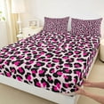 thumbnail image 2 of Manfei Pink Leopard Print Queen Sheet Sets for Female, Fashion Cheetah Animal Flat Sheet, Chic Dots Abstract Queen Fitted Sheet, Breathable Home Decor, 4 Pieces, 2 of 6